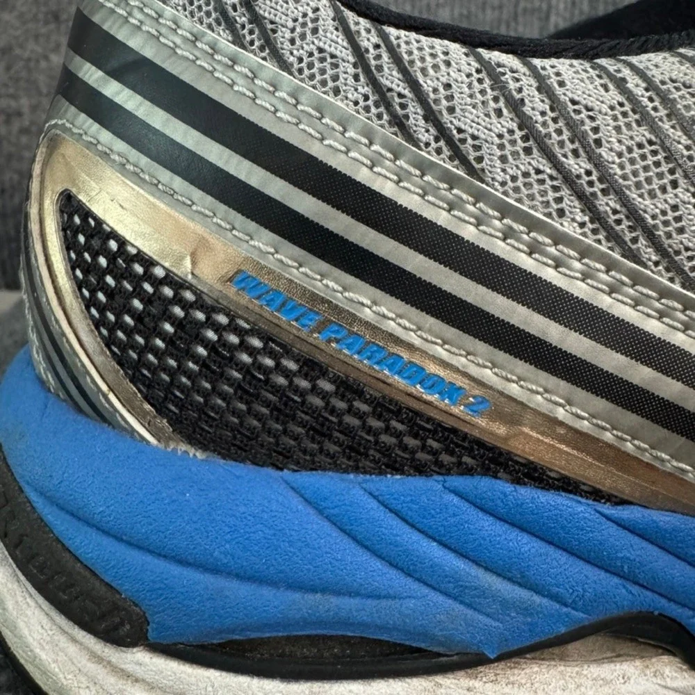 Mizuno Wave Paradox 2 Mens Running Shoes Silver Blue Stability Sneakers 11.5